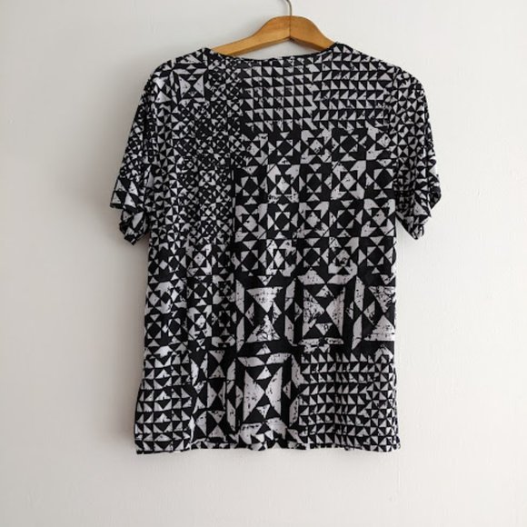 Ile Black and White Triangle Pattern Shirt Size L - Picture 5 of 8